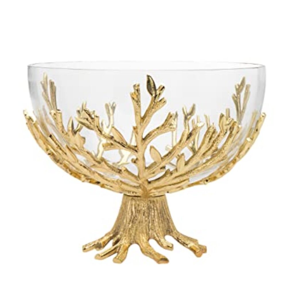 59211 10.5 in. Golden Branch Glass Bowl